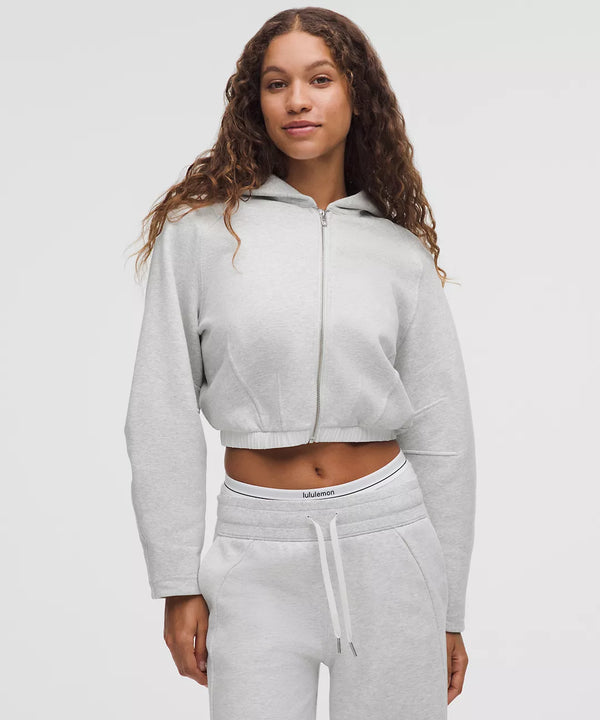 Relaxed-Fit Full-Zip Cropped Hoodie
